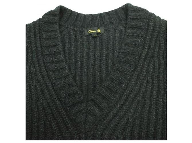 Autre Marque Colete de malha de lã canelada Camel e nylon Drawer Marrom Cinza antracite - vista 5
