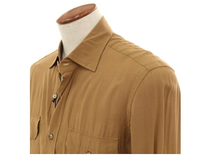 Autre Marque Camicia in viscosa Giannetto Beige Cammello - vista 2
