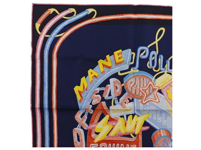 Hermès Pañuelo de seda Hermes Chevaloscope Azul Amarillo - vista 2