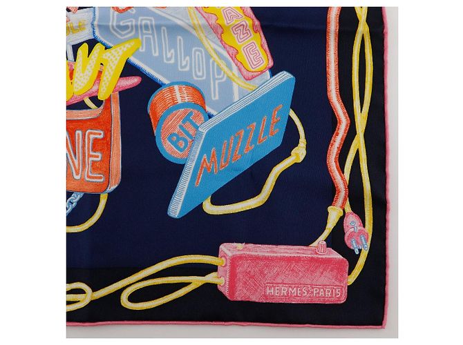 Hermès Pañuelo de seda Hermes Chevaloscope Azul Amarillo - vista 5