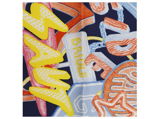 Hermès Pañuelo de seda Hermes Chevaloscope Azul Amarillo - vista 6