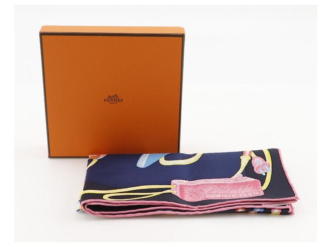 Hermès Pañuelo de seda Hermes Chevaloscope Azul Amarillo - vista 8