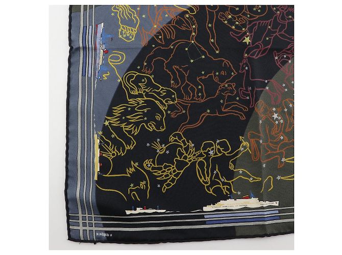 Hermès Hermes Carré 45 Silk Scarf Black Multiple colors Orange Khaki Yellow Navy blue - view 4