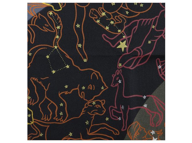 Hermès Hermes Carré 45 Silk Scarf Black Multiple colors Orange Khaki Yellow Navy blue - view 6