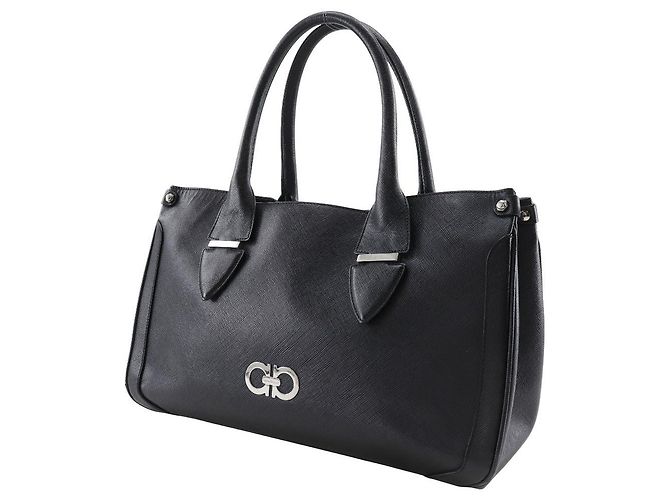 Borsa Salvatore Ferragamo Gancini Saffiano Nero - vista 2