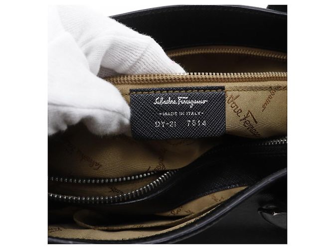 Borsa Salvatore Ferragamo Gancini Saffiano Nero - vista 20