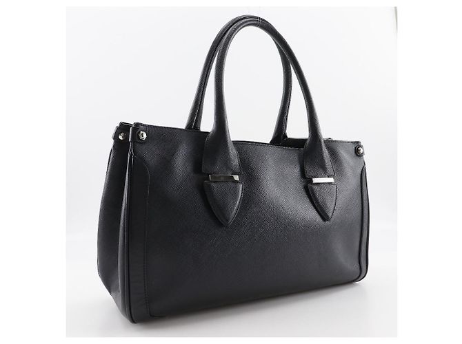 Borsa Salvatore Ferragamo Gancini Saffiano Nero - vista 3