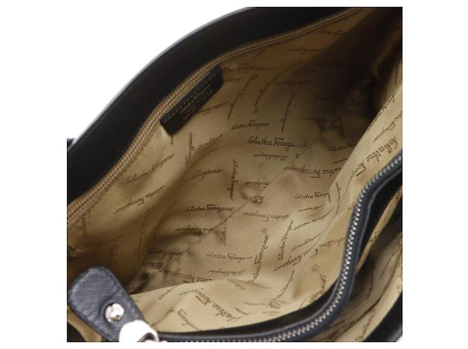 Borsa Salvatore Ferragamo Gancini Saffiano Nero - vista 6
