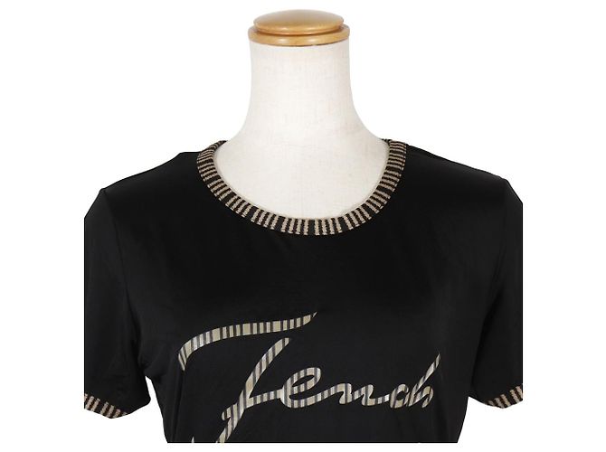 Camiseta de viscose com logo Fendi Preto - vista 2