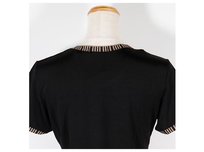 Camiseta de viscose com logo Fendi Preto - vista 4
