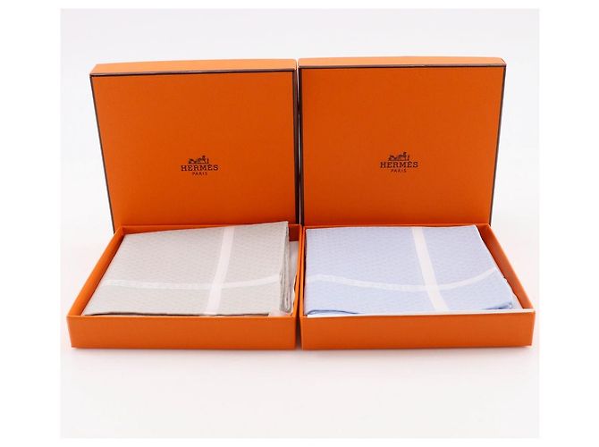 Hermès Set de 2 pañuelos de algodón Jacquard H Hermes Gris - vista 19