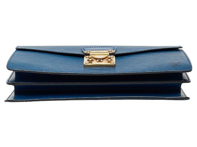 Borsa Louis Vuitton Concorde in pelle Epi Blu - vista 3
