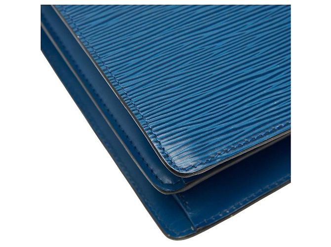 Borsa Louis Vuitton Concorde in pelle Epi Blu - vista 4