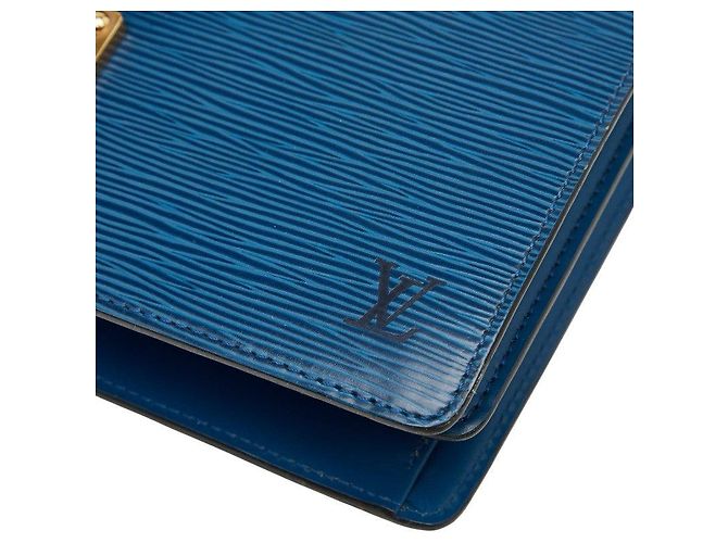 Borsa Louis Vuitton Concorde in pelle Epi Blu - vista 5