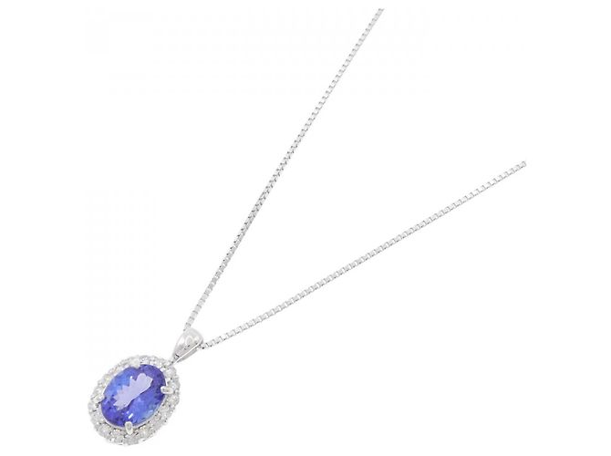 Autre Marque Collana in oro bianco Au750 con tanzanite e diamanti Argento - vista 2