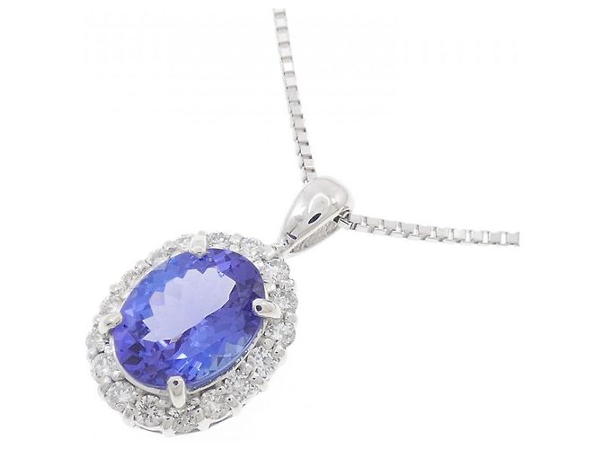 Autre Marque Collana in oro bianco Au750 con tanzanite e diamanti Argento - vista 3