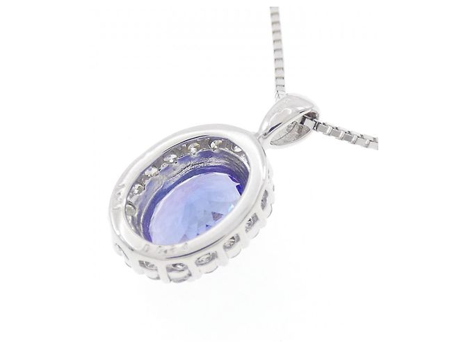 Autre Marque Collana in oro bianco Au750 con tanzanite e diamanti Argento - vista 4