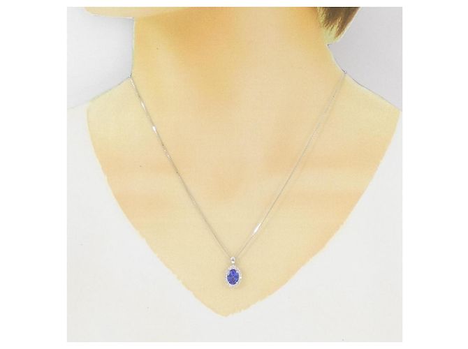 Autre Marque Collana in oro bianco Au750 con tanzanite e diamanti Argento - vista 6