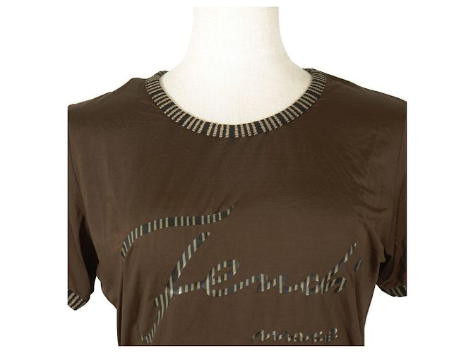 T-shirt en rayonne avec logo Fendi Marron - vue 2