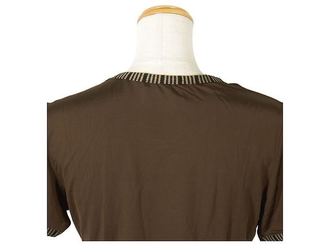 T-shirt en rayonne avec logo Fendi Marron - vue 4