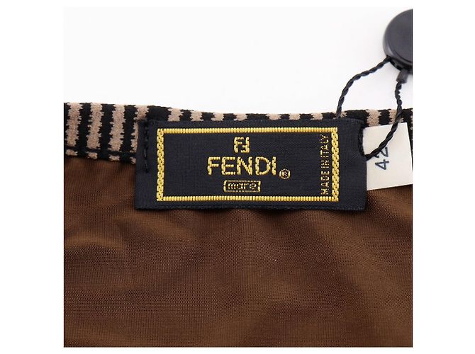 T-shirt en rayonne avec logo Fendi Marron - vue 9