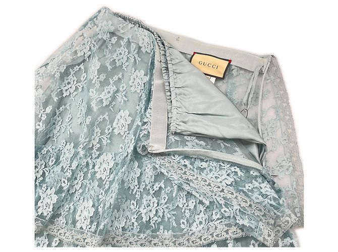 Falda de encaje y poliamida Gucci Azul - vista 3