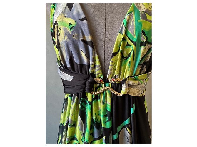 Roberto Cavalli Maxikleid mit Blumenprint Schwarz Mehrfarben Grün - Ansicht 2