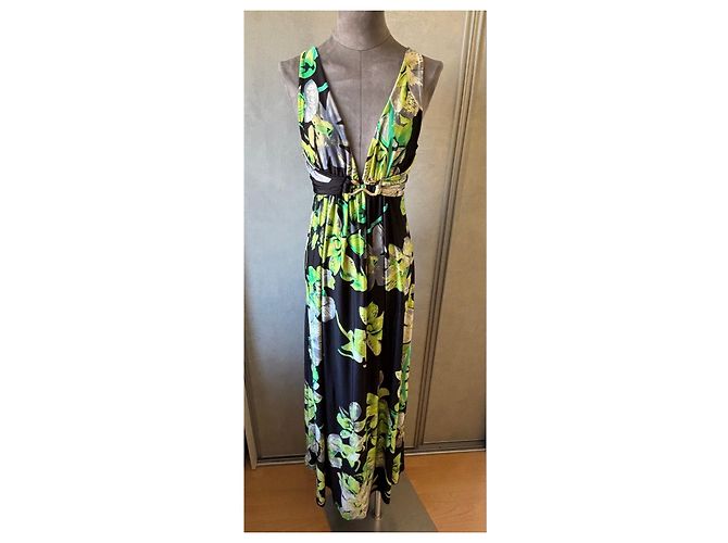 Roberto Cavalli Maxikleid mit Blumenprint Schwarz Mehrfarben Grün - Ansicht 3