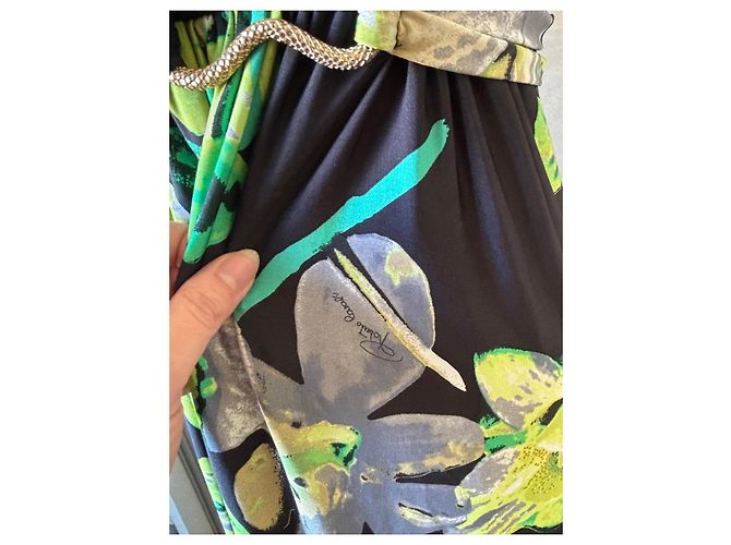Roberto Cavalli Maxikleid mit Blumenprint Schwarz Mehrfarben Grün - Ansicht 4