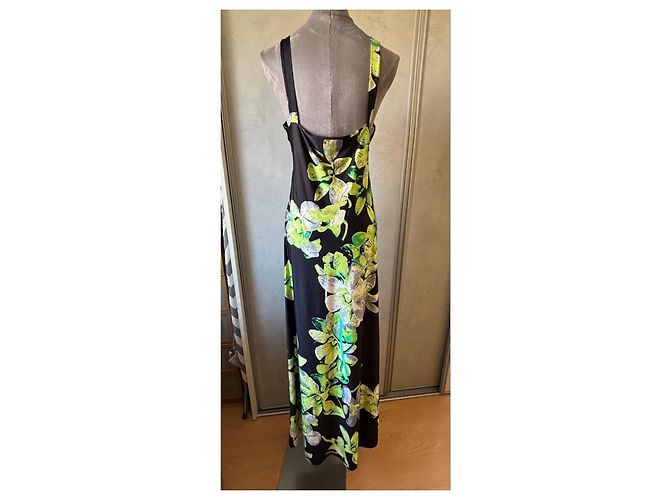Roberto Cavalli Maxikleid mit Blumenprint Schwarz Mehrfarben Grün - Ansicht 6