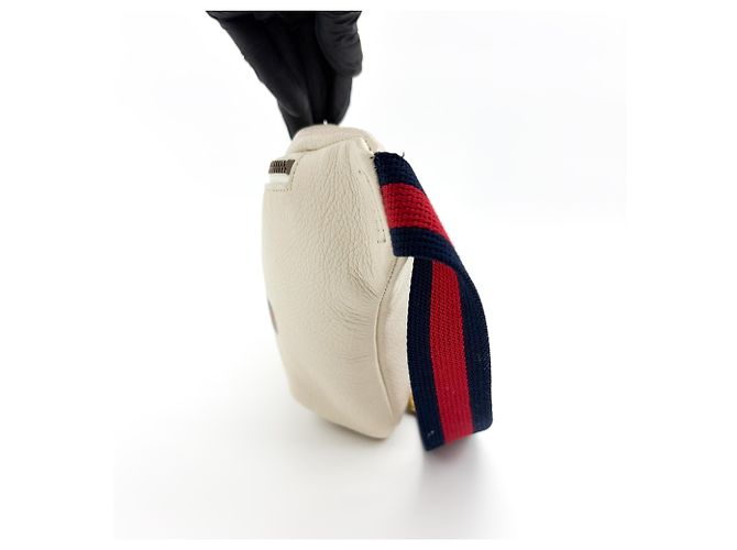 Cintura in pelle stampata Gucci Logo Medium Bianco - vista 3