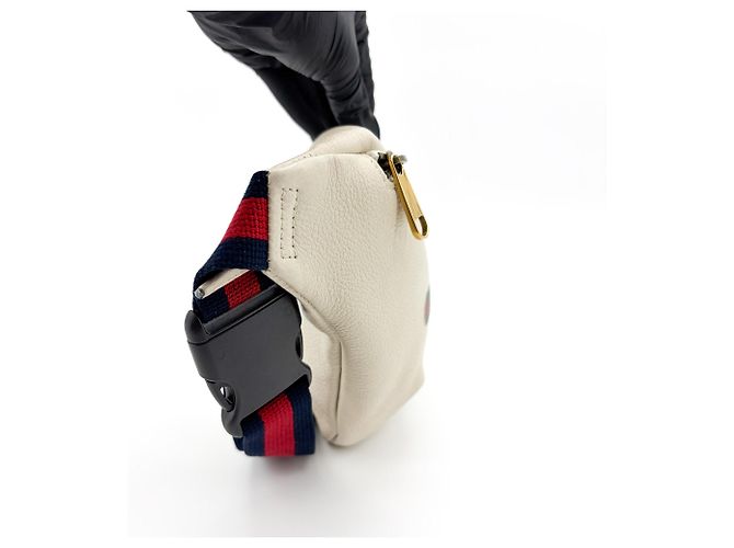 Cintura in pelle stampata Gucci Logo Medium Bianco - vista 4