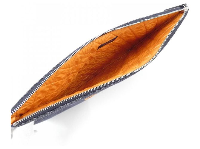 Chanel Deauville Line 80117 Handtasche Pouch Orange Marineblau - Ansicht 6