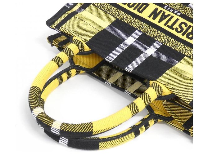 Borsa Christian Dior Book Tote Small Nero Giallo - vista 5