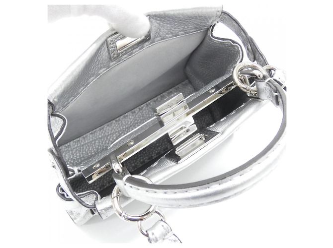 Borsa Fendi SELLERIA Peekaboo Mini Argento - vista 6