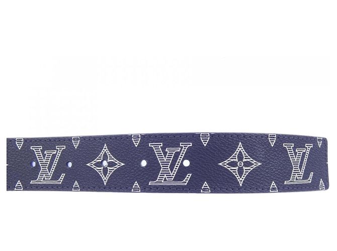 Louis Vuitton M0049 Standard Gürtel Weiß Marineblau - Ansicht 4