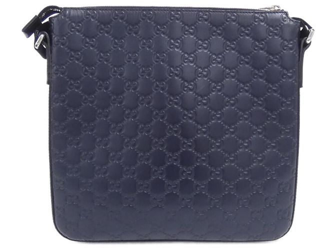 Borsa a tracolla Gucci GG in pelle blu navy - vista 2