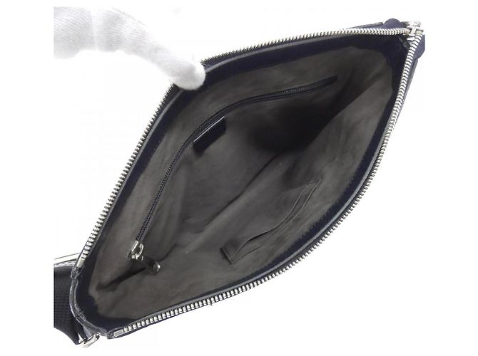 Borsa a tracolla Gucci GG in pelle blu navy - vista 8