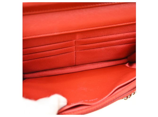Wallet On Chain Cartera con cadena Chanel Camellia de piel Roja - vista 3
