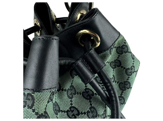 Borsa a tracolla Gucci GG Canvas e pelle Nero Verde - vista 10