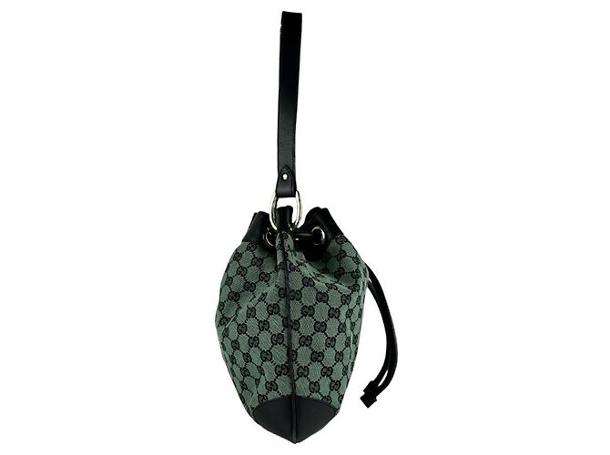 Borsa a tracolla Gucci GG Canvas e pelle Nero Verde - vista 2