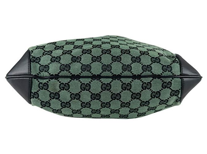 Borsa a tracolla Gucci GG Canvas e pelle Nero Verde - vista 4