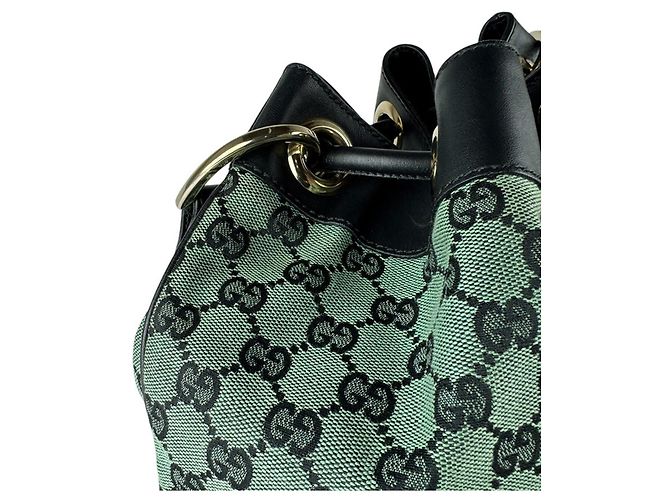 Borsa a tracolla Gucci GG Canvas e pelle Nero Verde - vista 6