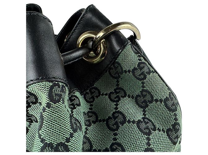 Borsa a tracolla Gucci GG Canvas e pelle Nero Verde - vista 7