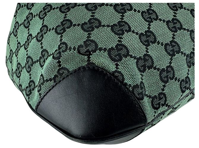 Borsa a tracolla Gucci GG Canvas e pelle Nero Verde - vista 8
