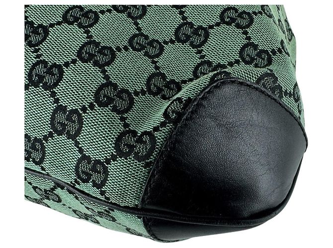 Borsa a tracolla Gucci GG Canvas e pelle Nero Verde - vista 9