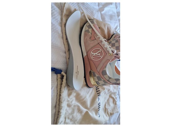 Sneakers Basse Louis Vuitton Rosa Damier Azur Bianco Beige - vista 2