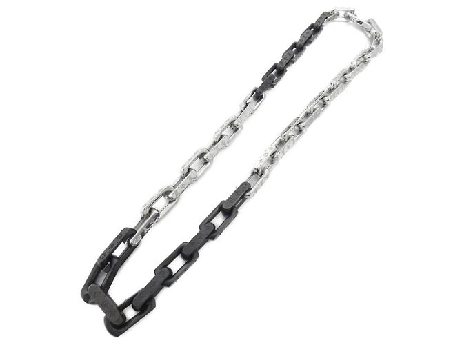 Collana a catena Monogram Louis Vuitton Nero Argento - vista 2