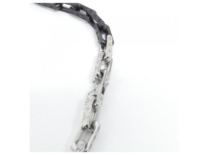 Collana a catena Monogram Louis Vuitton Nero Argento - vista 5