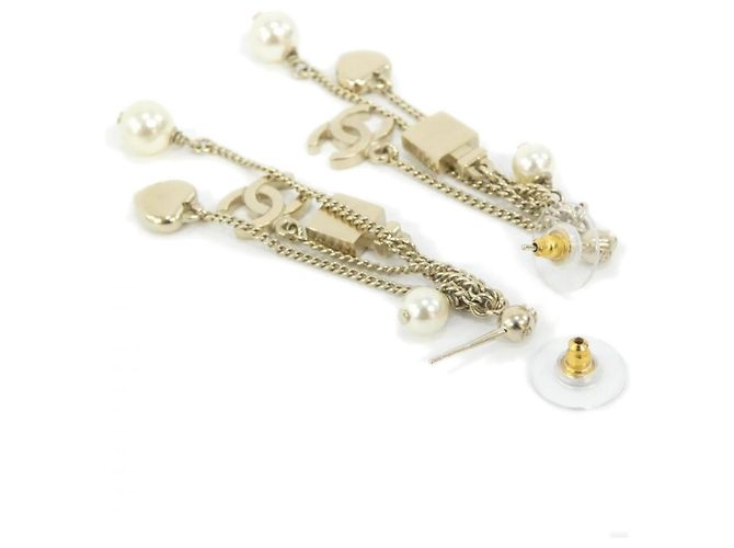 Orecchini a lobo Chanel 53211 Oro e Bianco D'oro - vista 3